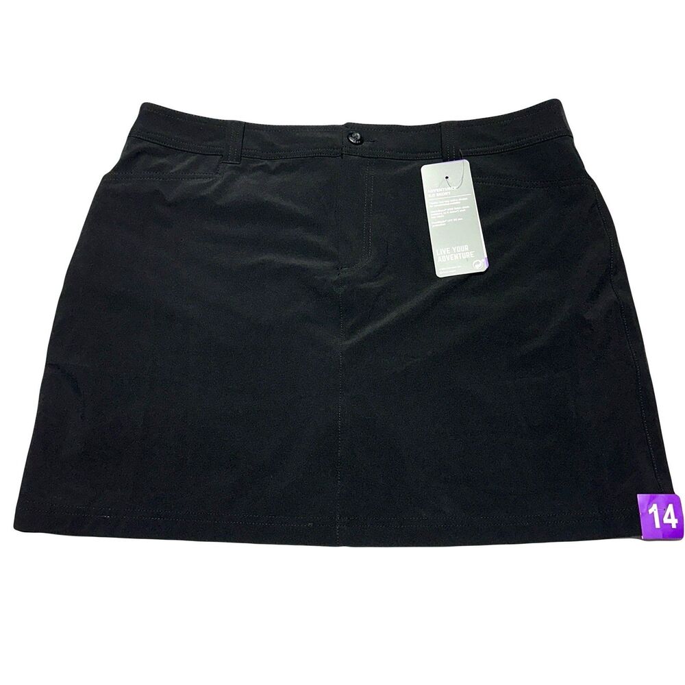 Eddie Bauer Adventurer 2.0 Stretch Skort Skirt w/ Shorts Size 14 Black NWT